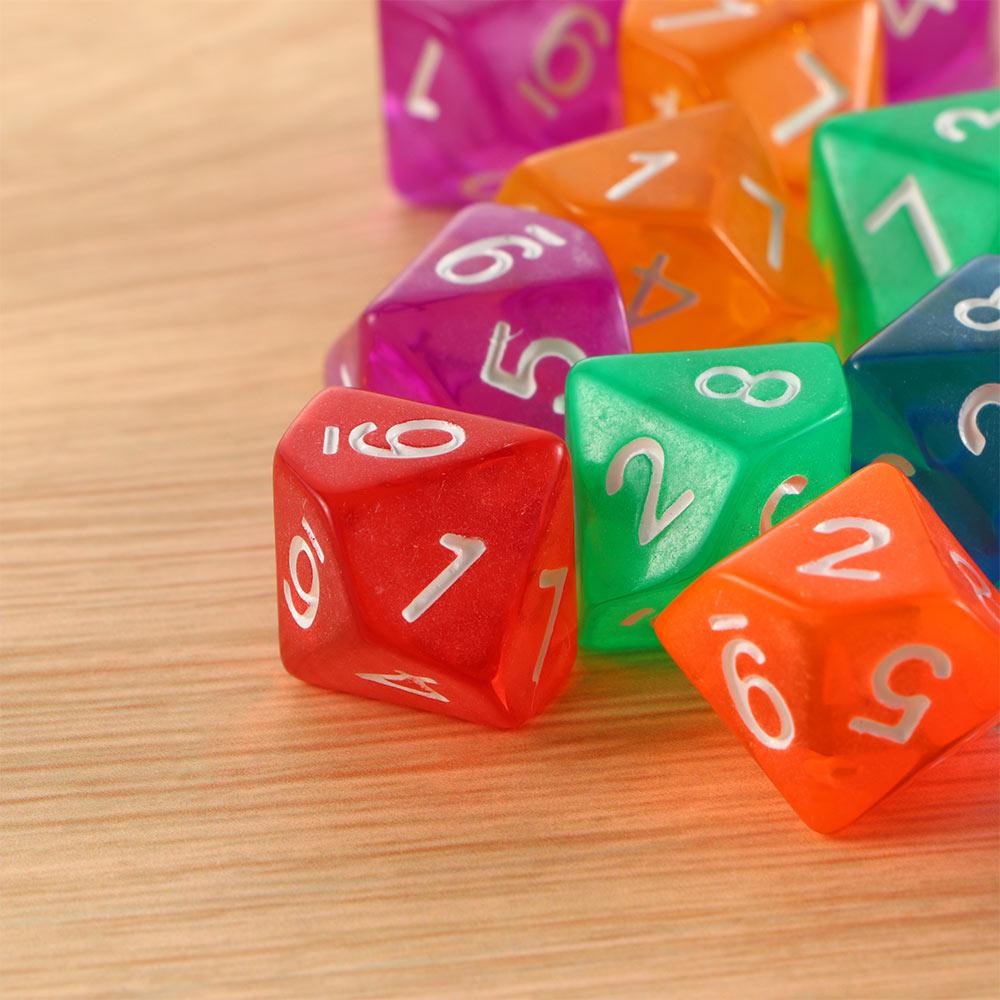 10pcs 10 Sided Dice D10 Polyhedral Dice for Table Games
