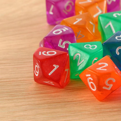 10pcs 10 Sided Dice D10 Polyhedral Dice for Table Games