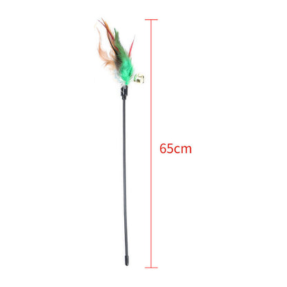 10PCS Kitten Cat Feather Toy Bell Wand Teaser Rod Interactive Play Pet Gift Toys
