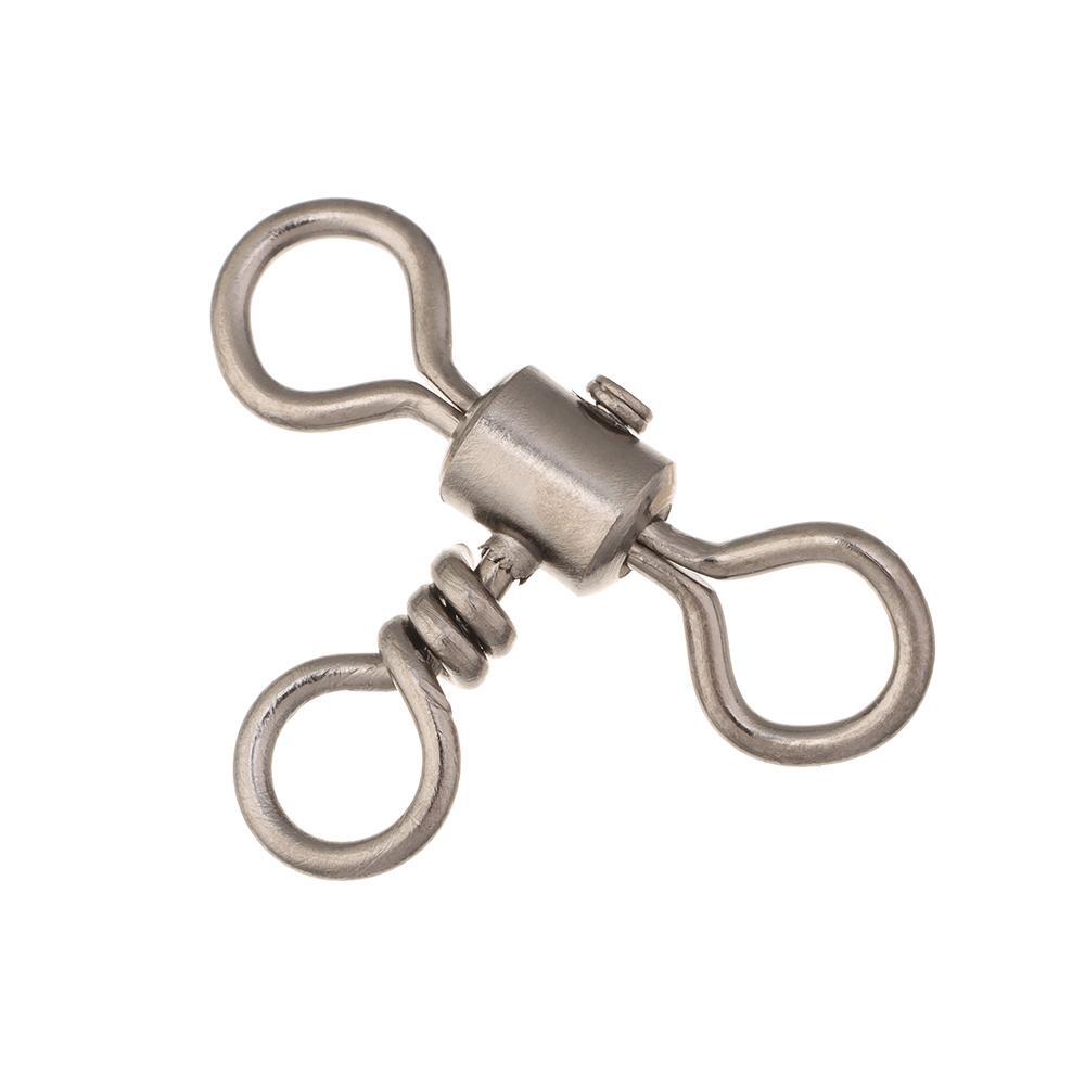 3 Way Bearing Swivel Fishhook Connector T-shape Fishing Swivels Cross Line