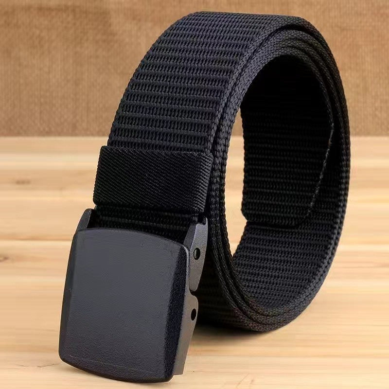 Elastic Belt for Men, Stretch Canvas Belt with Plastic Buckle, Breathable Be