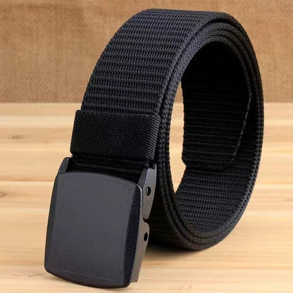 Elastic Belt for Men, Stretch Canvas Belt with Plastic Buckle, Breathable Be