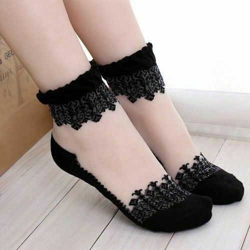 Colorful Ultra thin Transparent  Crystal Lace Sock Elastic Short Women Socks