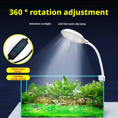 5W/7W Clip On LED Aquarium Light Small Fish Tank Light USB Dimmable Moving Lamp